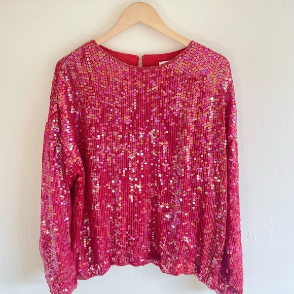 Red Vintage Sequin Blouse - Picture 3 of 10